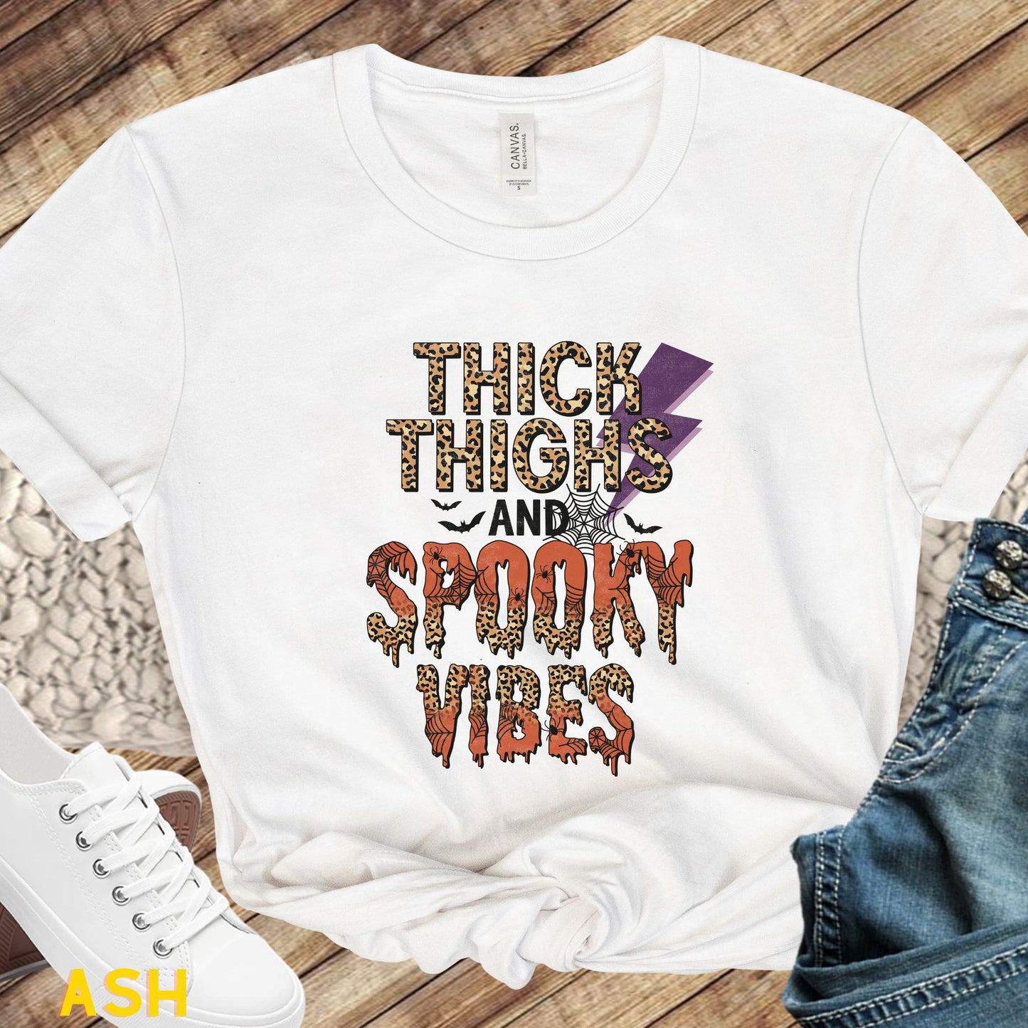 Thick Thighs Spooky Vibes Leopard Direct to Film Transfer