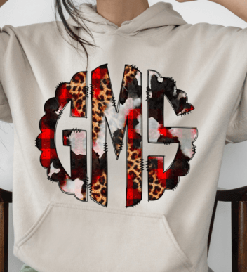 Custom Cow Print & Buffalo Plaid Print Monogram Names Direct to Film Transfer